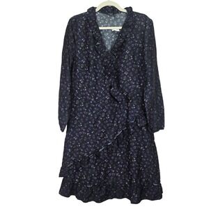 NWT‎ J.McLaughlin Womens Sonny Dress Silk Floral Ruffle 14 Faux Wrap Romantic
